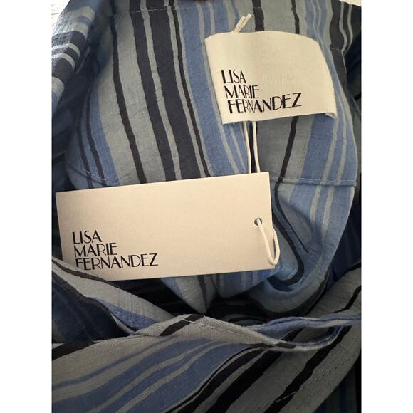 Lisa Marie Fernandez The Tunic Caftan In Sea Striped Linen Blue Maxi Dress NWT 0 - Picture 10 of 10